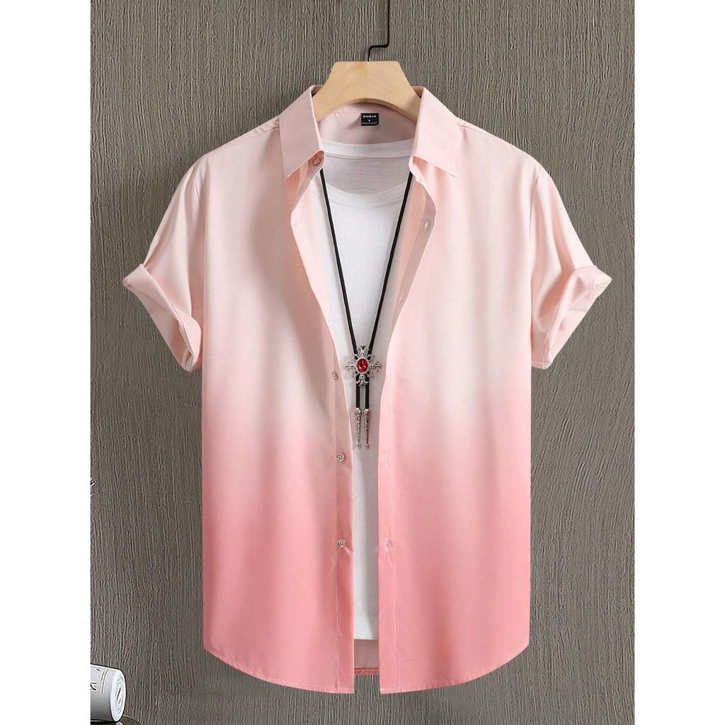 Men's Shirts, Summer Clothing, Gradient Design Patterns, 3D Printed Shirts, Short Sleeved Tops, Street Wear, Casual Hawaiian Shirts