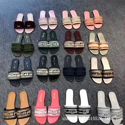 Ben D Board Shoes Jacquard Embroidered Women's Slippers Classic Sheepskin One-character Flat Slippers