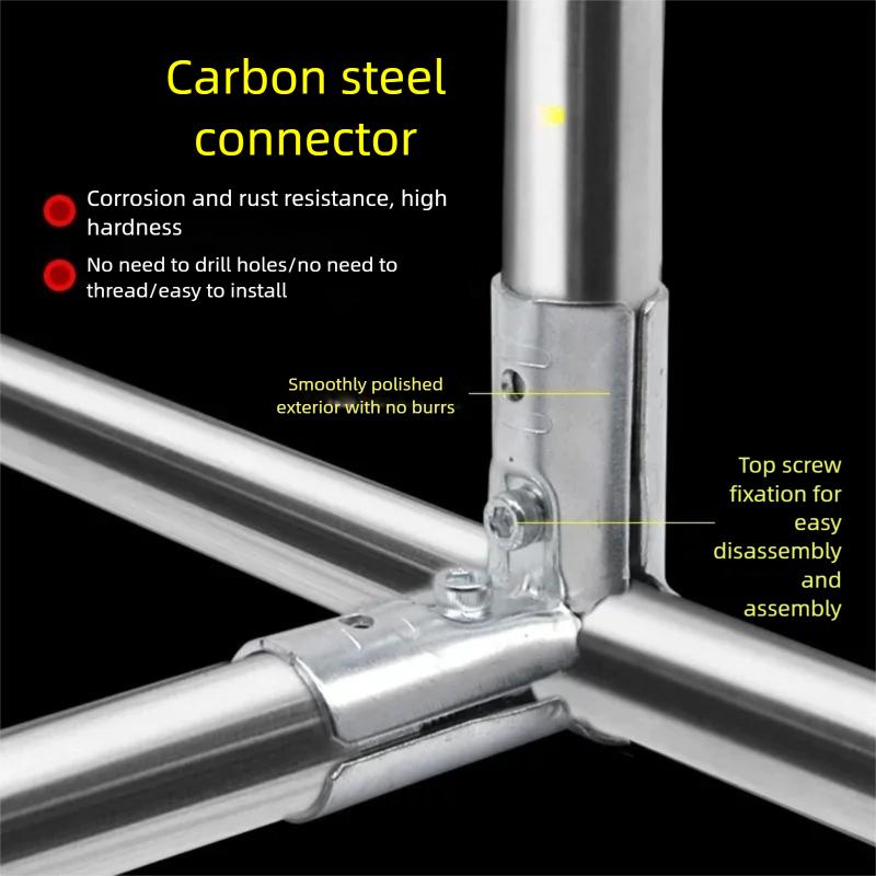 Stainless Steel Pipe Connector 20/25/32mm Iron Pipe Round Cross Buckle for Clothing Cabinet Connector Pipe Joiner