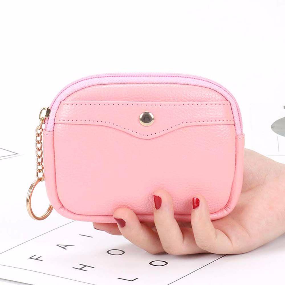 

Soft High Quality With Zipper Bank Card Purse Clutch Bag Leather Wallet Cash Holder Money Pouch светло-розовый