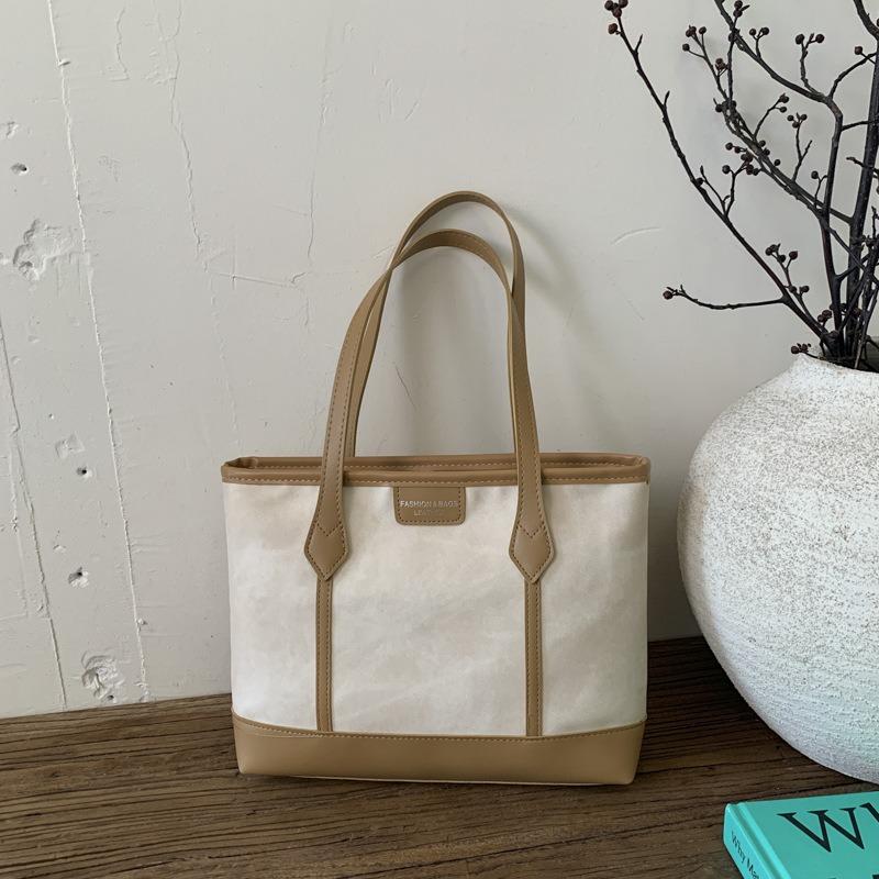 Autumn New Color Matching Commute Fashion Casual Simple Messenger Large Capacity Shoulder Tote Bag Women