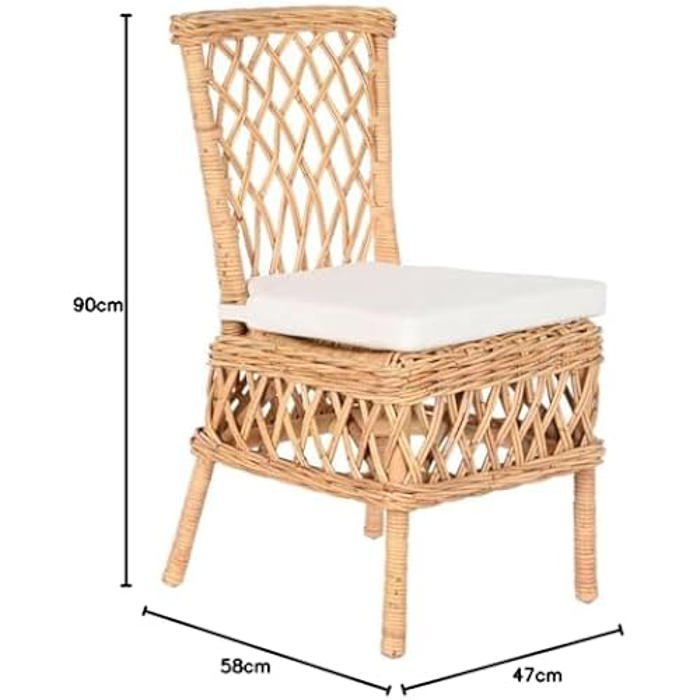 Chaise - DKD Home Decor - Standard - Blanc - Rotin - 1 place