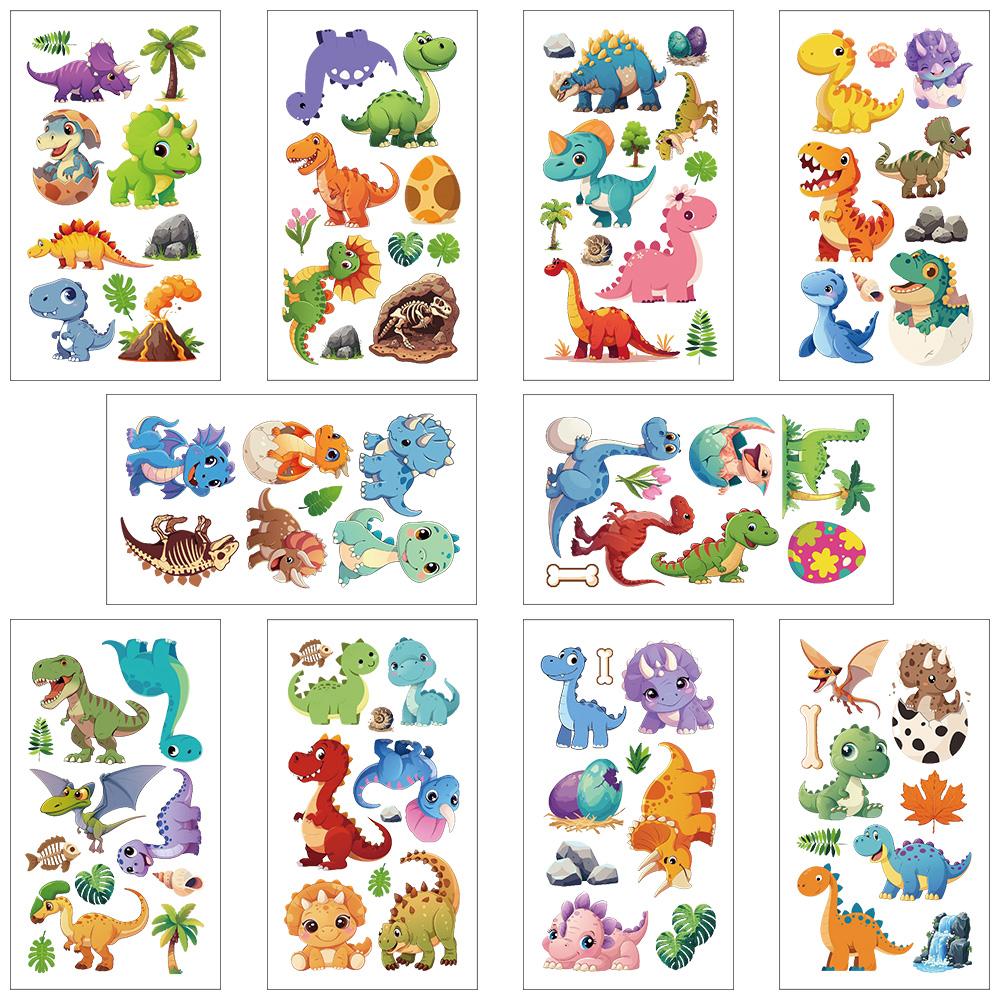 

10 листов мультяшных милых динозавров татуировки наклейки для лица руки тела временные водонепроницаемые татуировки наклейки детские принадлежности для вечеринок подарки