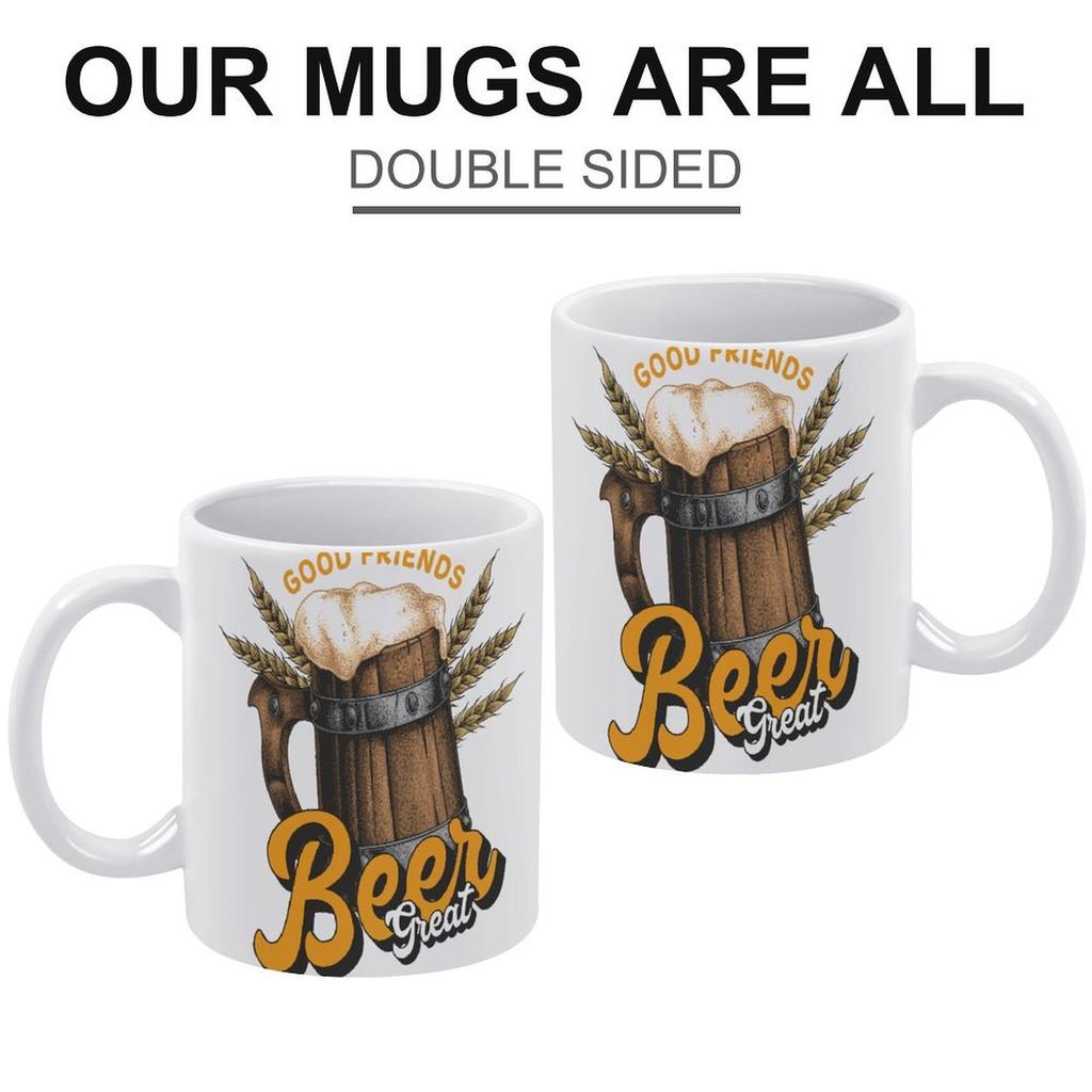 1pc 11oz Double-Sided Printed Mug for Beer Enthusiasts, Simple Daily Drinkware