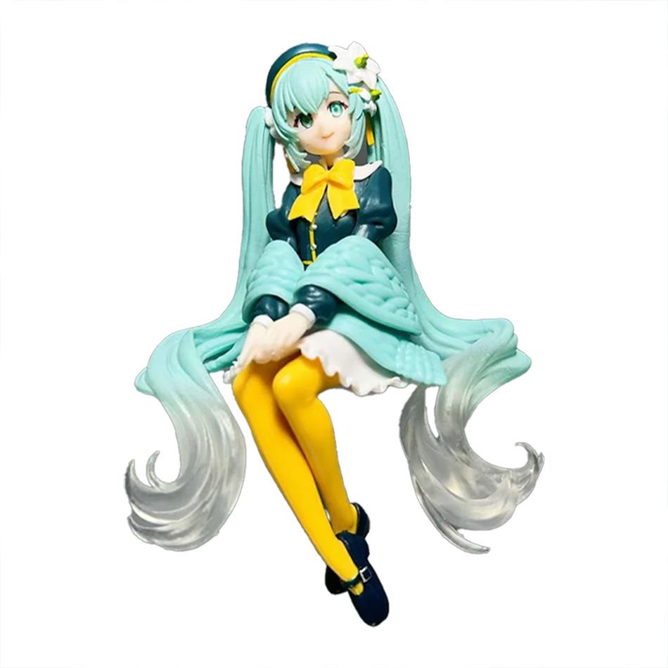 15CM Anime Hatsune Miku Figure Lily Fairy Seated Pressed Instant Noodles Anime Model Toy Gift Collection Decorative Ornament PVC