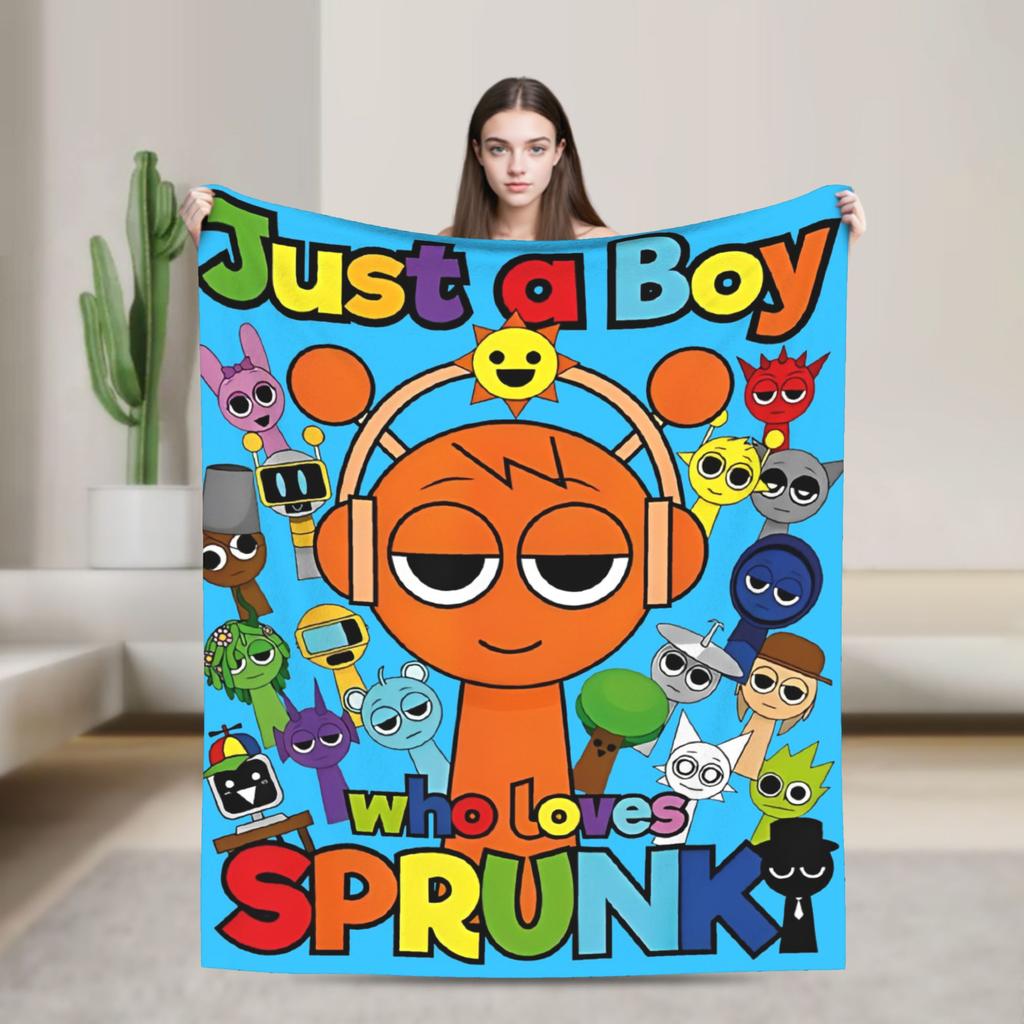 Sprunki Characters Game Blankets  Flannel Funny Breathable Throw Blanket for Home All Season
