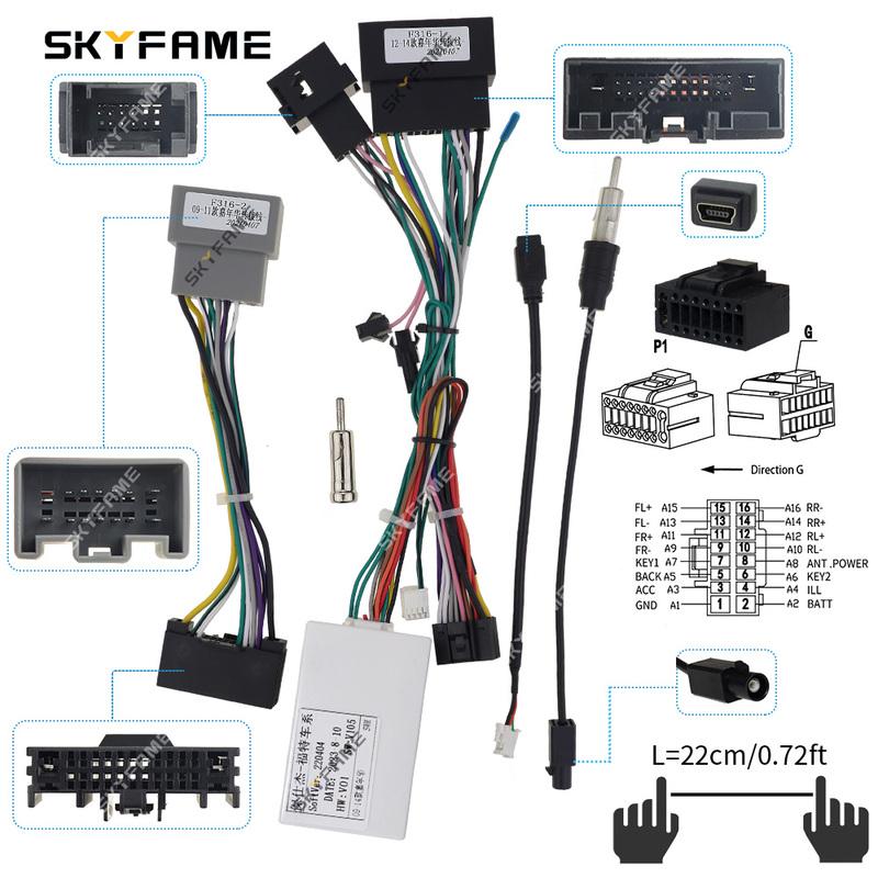SKYFAME Car 16Pin Wire Harness Adapter Canbus Box Decoder Android Radio Power Cable For Ford Fiesta Ecosport G-RZ-FD61/FD16.10