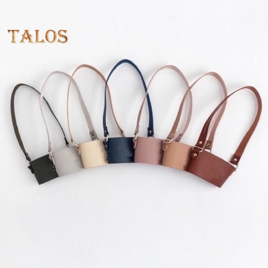 Cup Cover with Handle Hand-Carrying Faux Leather Durable Coffee Cup Holder Hanging Strap Daily Use