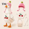 Polyester Goose Outfit 7 Inch Desk Outfits, 4 Pcs Knitted Sweater Hat Scarf Tabletop Clothes Crossbody Bag Winter Holiday Accessory for Office, Shelf,