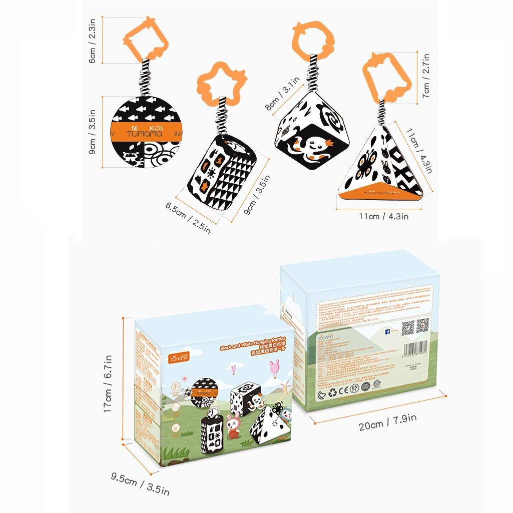 

Наборы высококонтрастных форм, детские игрушки, черно-белая игрушка-коляска для автокресла, детские плюшевые погремушки, кольца, подвесная игрушка для новорожденных, малышей и т. д.(4 упаковки) Package size:20*17*9.5cm