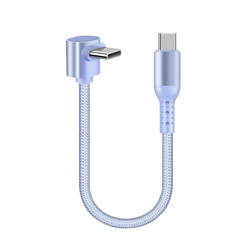 Short 90-Degree Right-Angle USB Type-C to a Cable Nylon Material Power Bank Data Transfer Cord for iPhone 17 for for S25