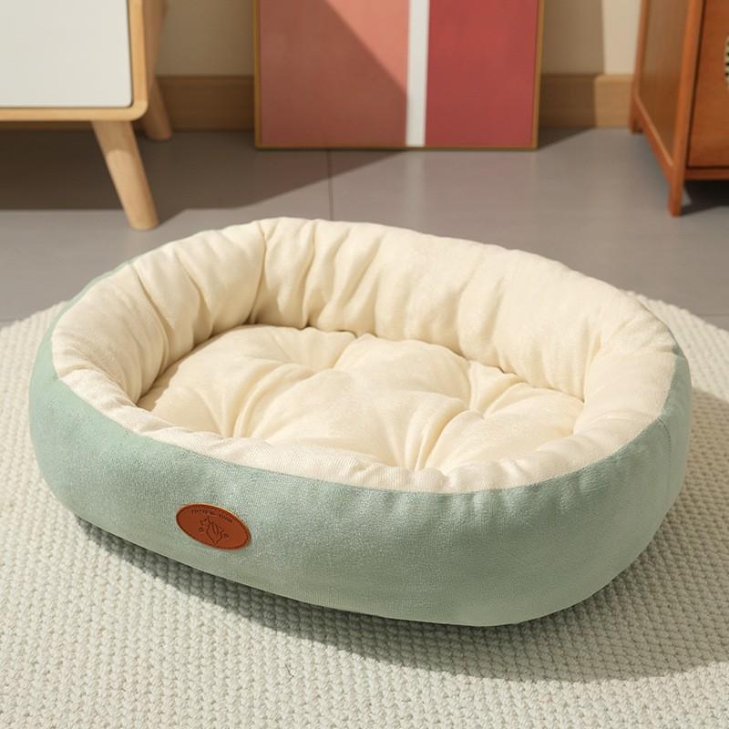 Oval Pet Bed Dogs Cats Winter Warm Fleece Lined Soft Nest Indoor Sleeping Mat Size S To XXL