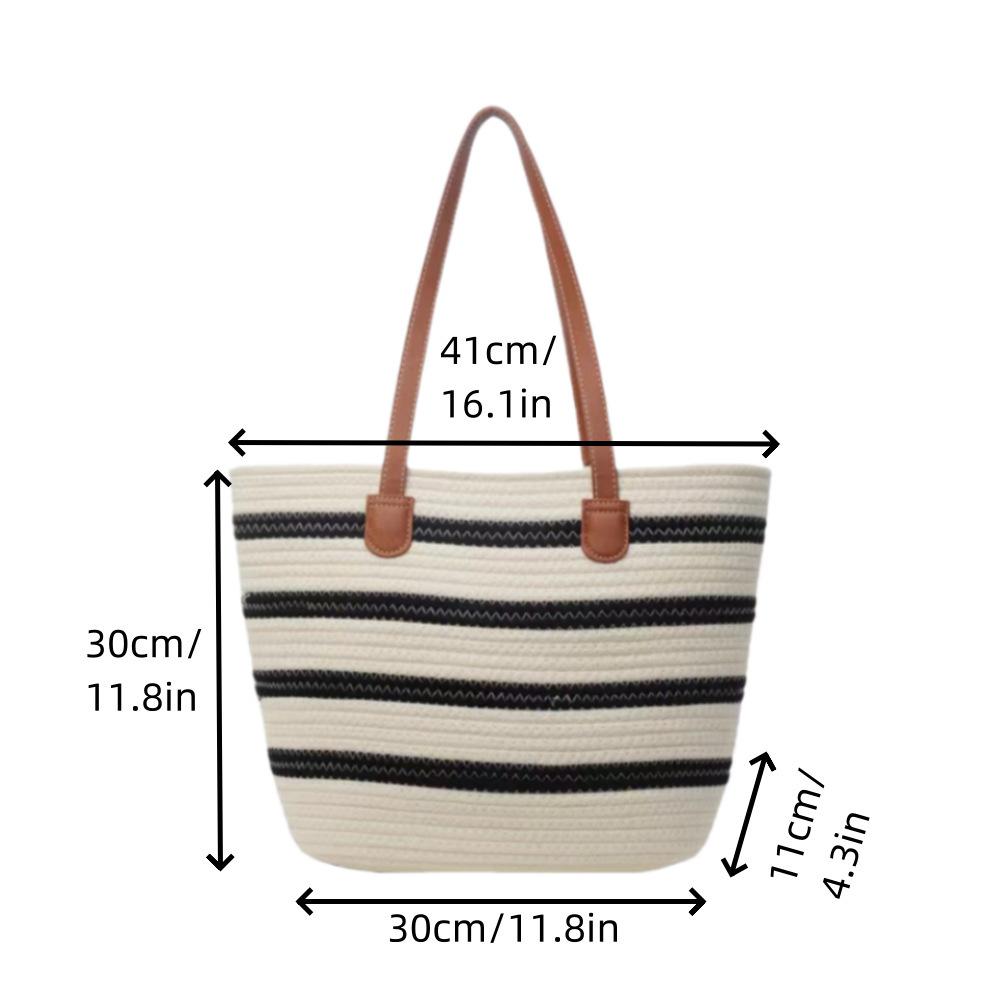 New straw bag cotton rope woven bag seaside beach bag vacation large capacity fashion trend women s bag armpit bag open (without lining)