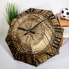 Retro Kolorowy Zegar Parasol Automatyczne Otwieranie/Zamykanie, Solidna Żelazna Rama i Konstrukcja 8-Żebrowa, Parasol dla Kobiet i Mężczyzn, Prezenty Świąteczne