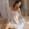 Rose Pure Temptation Plus Size Feathered Camisole Nightgown & Robe Set for Women