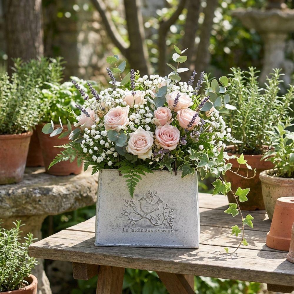 Vintage Distressed Handbag Flower Pot Flower Vase Wear-resistant Iron Art Vase Decorative Pot Plant Bucket Metal Flower Basket