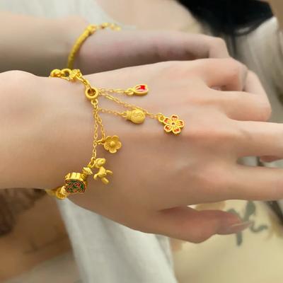 Echtes Gold wird bald Geld zum Ausgeben haben Leichter Luxus Armband Damen Chinesischer Stil Alte Methode Halbes Armband