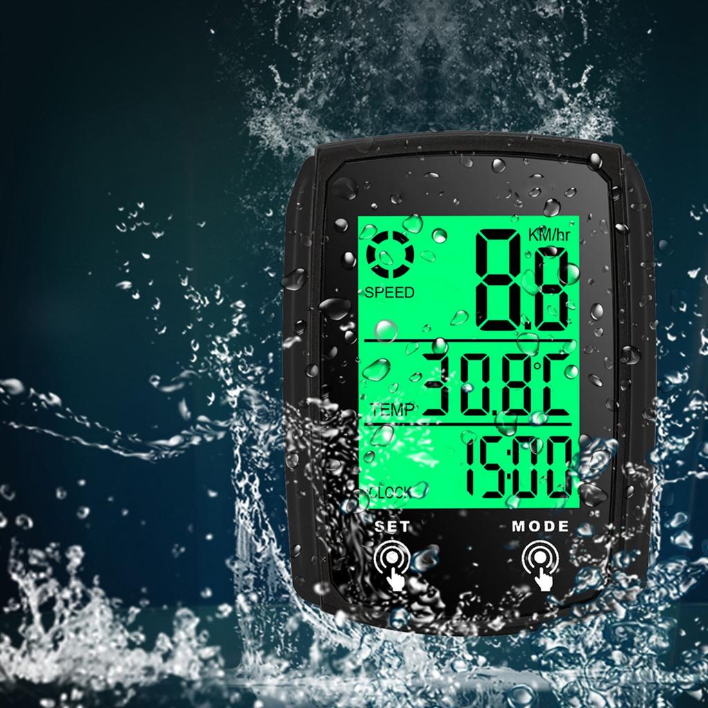 Kabelgebundener Fahrradcomputer mit LED-Digitalanzeige, Tachometer, Kilometerzähler, Touchscreen, wasserdicht und mit Hintergrundbeleuchtung