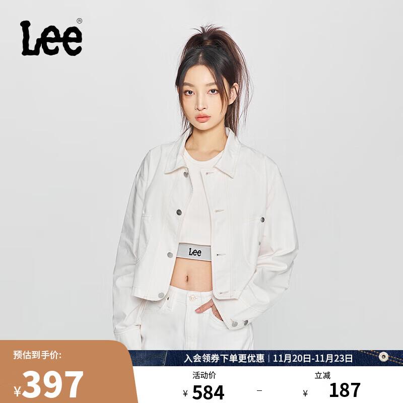 

Lee Women s Comfort Fit Lapel Logo Short Jacket M