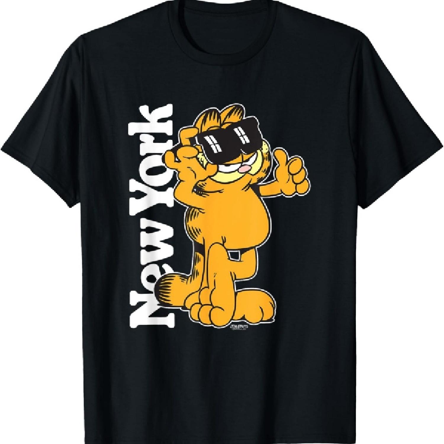 Гарфилд Нью-Йорк Крутой Кот Мультяшная Футболка S чёрный