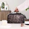 Faux Leather Travel Makeup Bag for Women Large Capacity Cosmetic Organizer Vintage Waterproof Toiletry Pouch with Handle