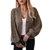 Retro Solid Color Cable Knitted Cardigan Women's Autumn Loose Button Open Cardigan Sweater Jacket