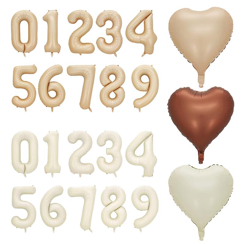 1/3/10Pcs Holiday Party Decorations, Baby Birthday Decorations, 32-Inch Individually Wrapped Caramel Cream Number Foil Balloons