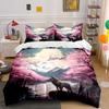 Wolf Sakura Mountain Art Decor Soft Comfortable Duvet Cover Bedding Set Included 1*Duvet Cover & 2*Pillowcases, Gift