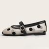 Fashion Fashion Shallow Flat Sandals Women Breathable Mesh Black Polka Dot Ballet Flats Comfortable Round Toe Plus Size Mary Jane Shoes