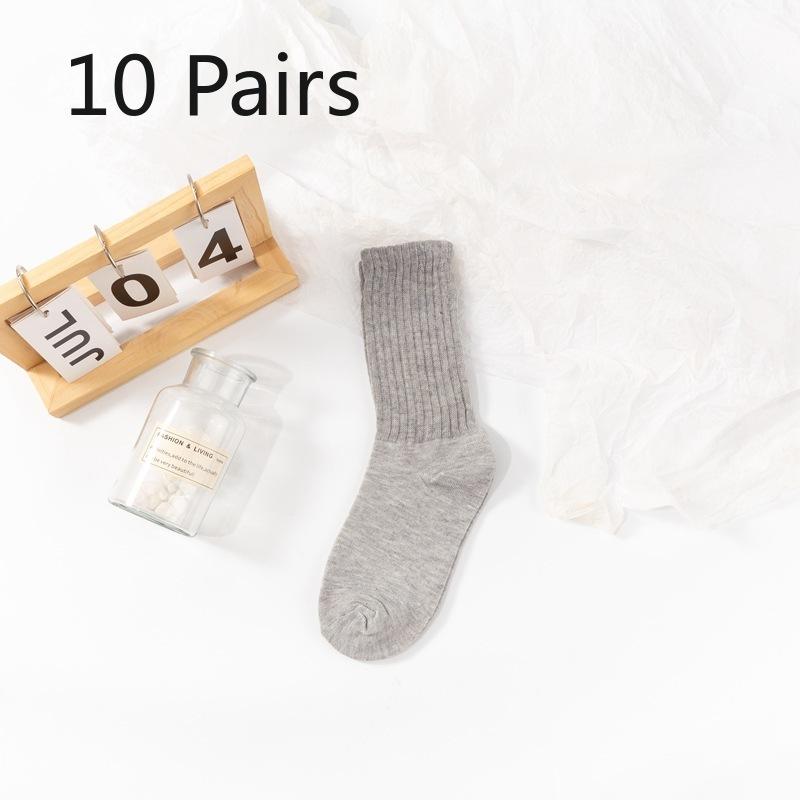 10 Pairs of Long Solid Color Socks for Women, Spring and Autumn Trendy Socks, Long Socks, Pile Socks, White