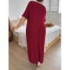 Women's Plus Size Loose Nightgown with Lapel Bow, Short Sleeve – Spring/Summer Collection