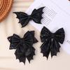 Classical Halloween Festival Girl'S Chunky Leather Bat Hair Bow Clip Wholesale Diy Hair Accessories Headwear Barrette