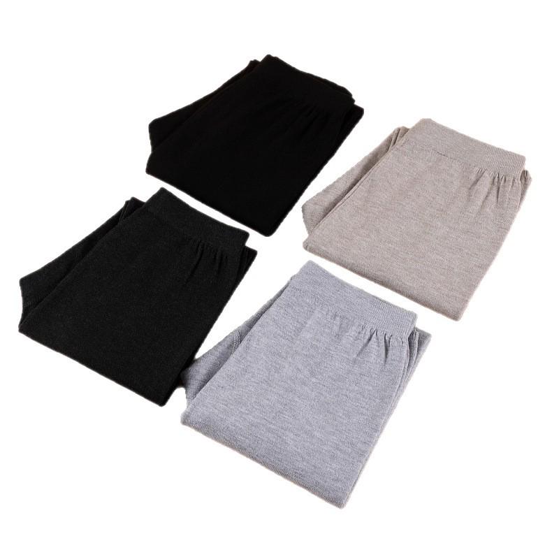 Unisex Thin Wool Knit Base Layer Pants: High Waist, Warm & Thick for Autumn/Winter