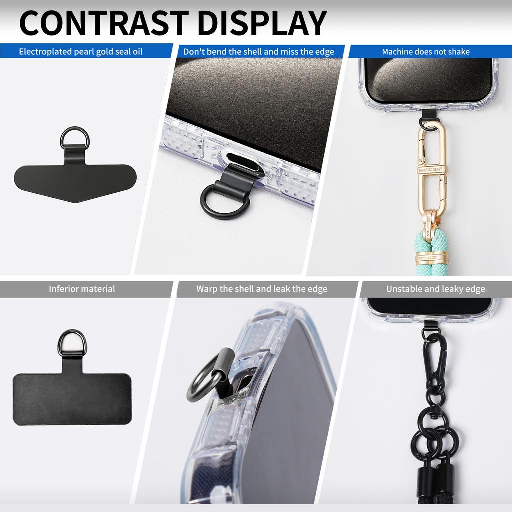 Linguetta con Anello a D per Cavo di Sicurezza per Telefono Patch in Metallo Pad per Cordoncino da Polso per Telefono