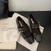 Französische Schuhe mit eckiger Spitze, flachem Ausschnitt und flacher Sohle für Damen, 2025 neu, retro mit Schleife, Mary Jane Schuhe, kleine Lederschuhe
