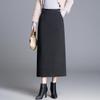 Women's High-Waisted Tweed Midi Skirt - Winter 2025 Slim Fit with Back Slit