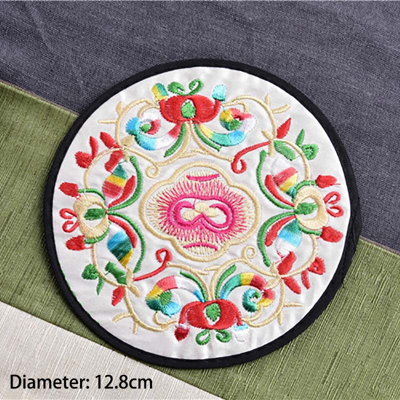 2Pcs/Pack Durable Cloth Embroidery Table Mats Cup Pad Chinese Style Anti-Hot Coaster Kitchen Accessories Home Decoration