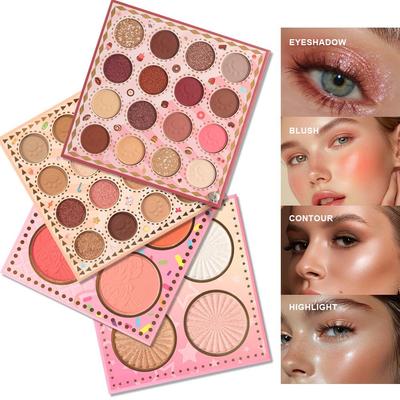 Paletă de Farduri SFR cu 4 Straturi: Mat, Iluminator, Fard de obraz, Fard de pleoape multi-utilizare pentru zona de sub ochi, Culori machiaj beauty.