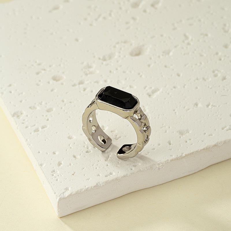 Korean Dongdaemun Geometric Square Ring - Retro Cold Style, Unisex Open Design