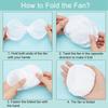 5 Pcs Foldable Flying Disc Fans 9.8 Inch Sublimation Fans Polyester Black Edge Folding Fan Set With Bag For Party
