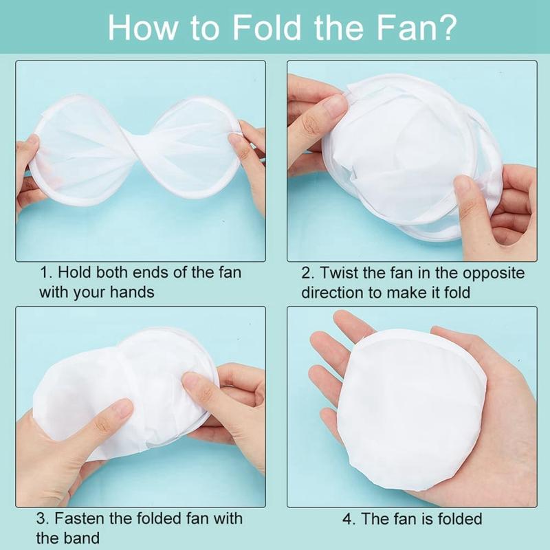 5 Pcs Foldable Flying Disc Fans 9.8 Inch Sublimation Fans Polyester Black Edge Folding Fan Set With Bag For Party