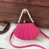 Chic Design Pearl Handheld Women's Bag Shell Shaped Solid Color Single-shoulder Bag Felt Shell Bag for Girls Students