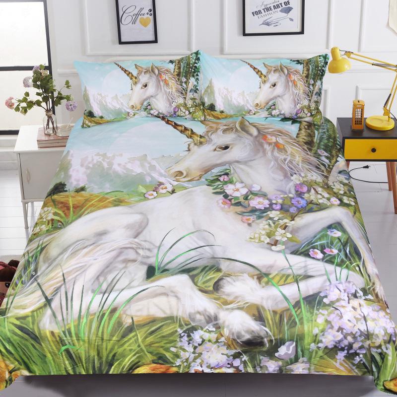Comforter S Unicorn Comforter Set Super Soft 3 Piece Bedings 100% Bamboo Fiber Bedding Comforter Set Girl Unicorn Bed
