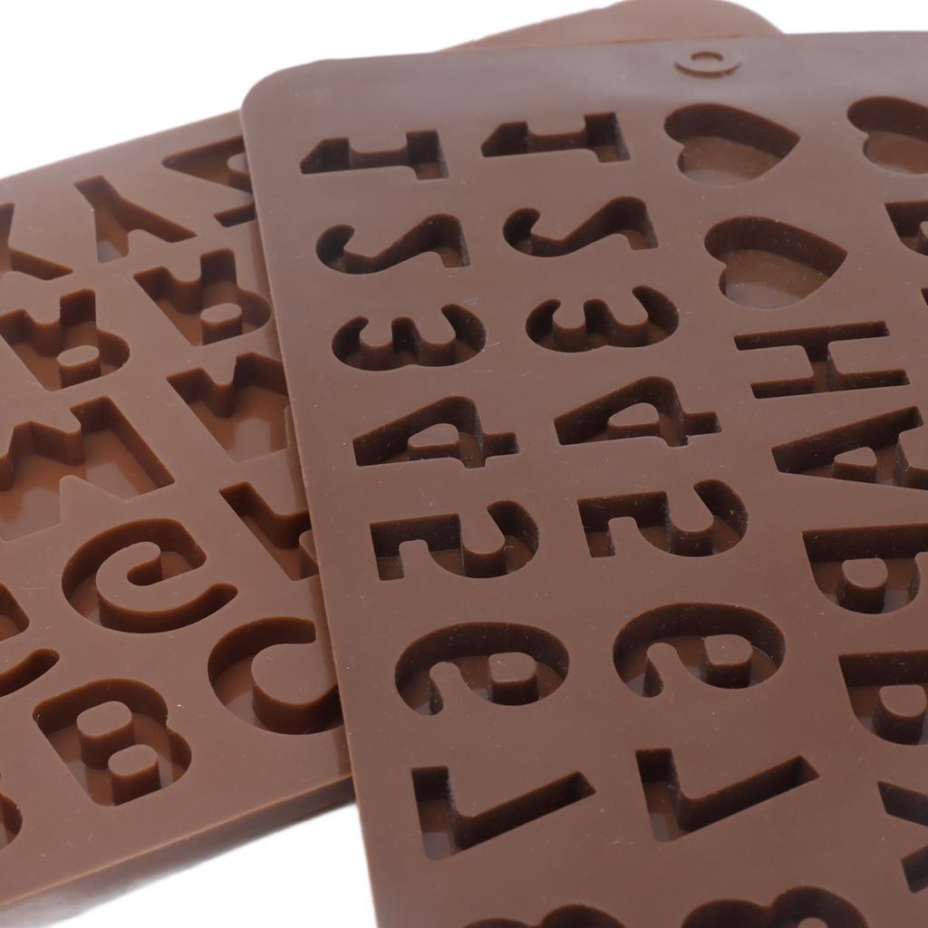 6 Pcs Silicone Letter Mold Reusable Number Chocolate Molds for Birthday Cake Decorations Party
