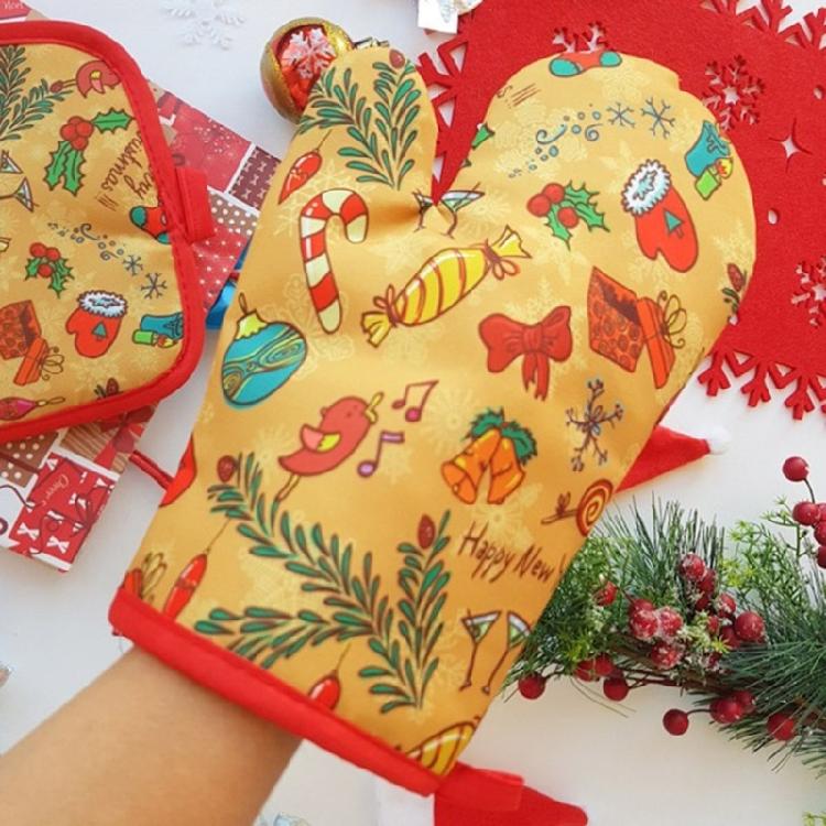 Christmas Kitchen Cooking Microwave Gloves Baking BBQ Potholders Oven Mitts