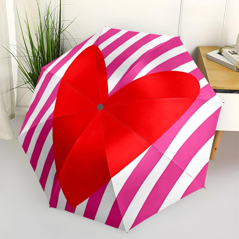 

1pc Heart Love Automatic Open/Close Folding Umbrella - Compact 8-Rib Design, Daily Use, Perfect Gift for Friends & Family yy260327086