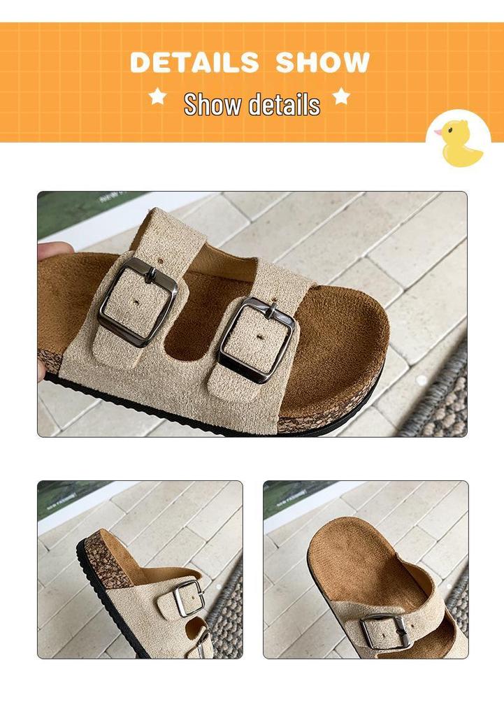 Children's Retro Summer 2026 Double Buckle Thick Sole Outdoor Casual Fashion Slippers