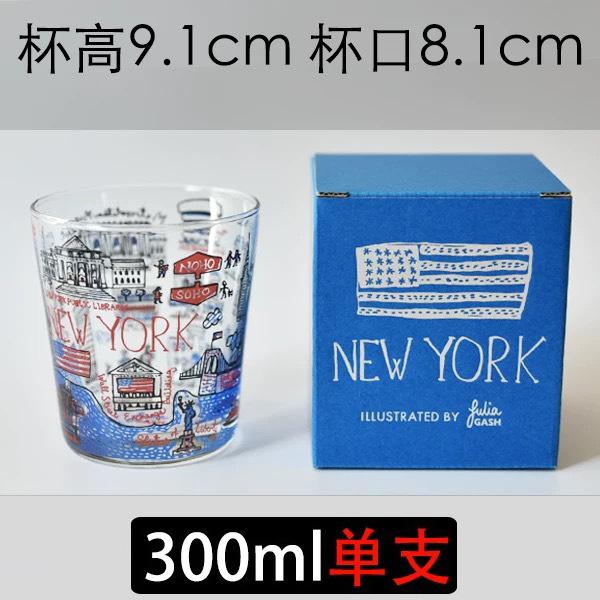 

Urban Glass Cup for Beer Juice Breakfast Japanese Style Illustrated Tea Cup 300ml