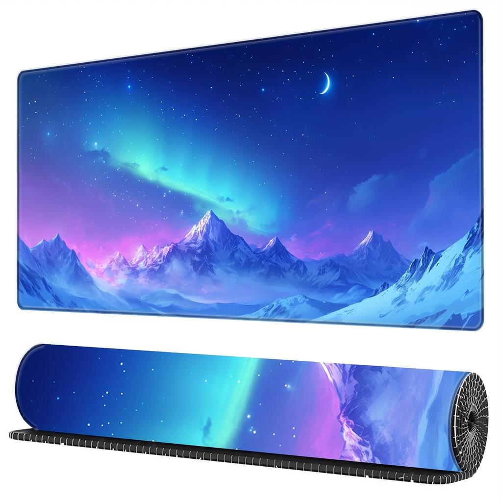 Bachrax XXL Gaming Mousepad Large expansion table mat nonslip rubber Aurora Snow Mountain game player gift tabletop accessories