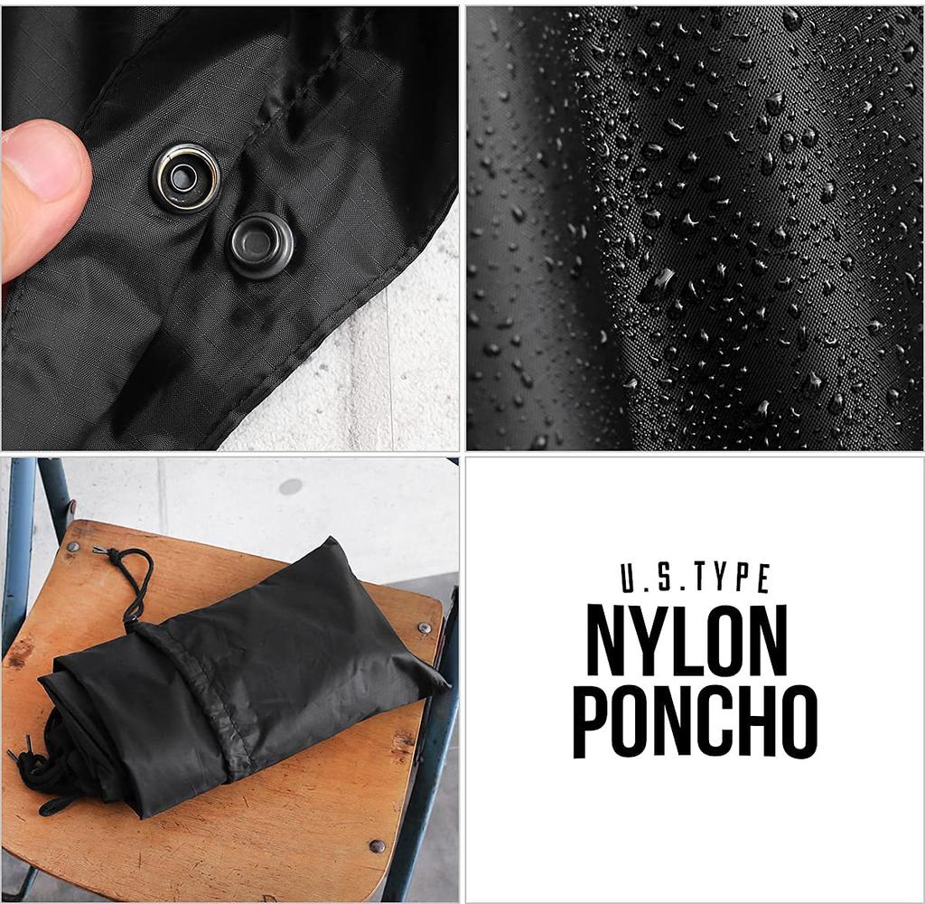 US Military Style Nylon Poncho Raincoat 2-Way (WOODLAND)